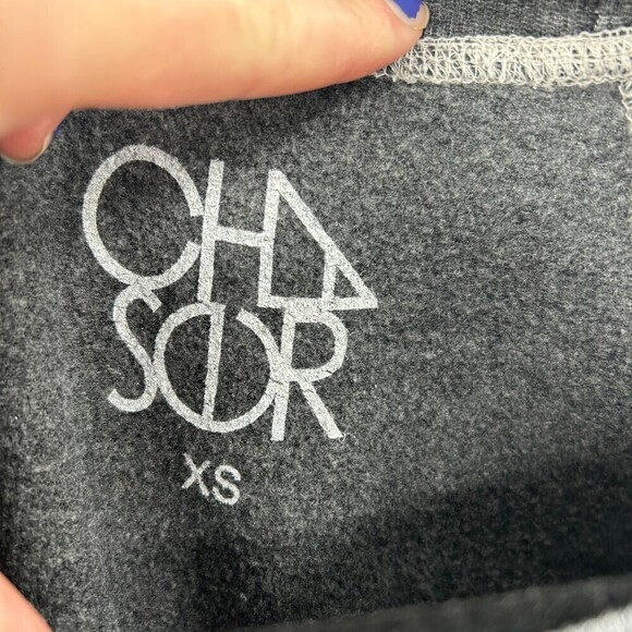 NWT CHASER Dark Gray Super Soft Reverse Fleece Shoulder Crew Neck Sweater XS - Picture 4 of 4
